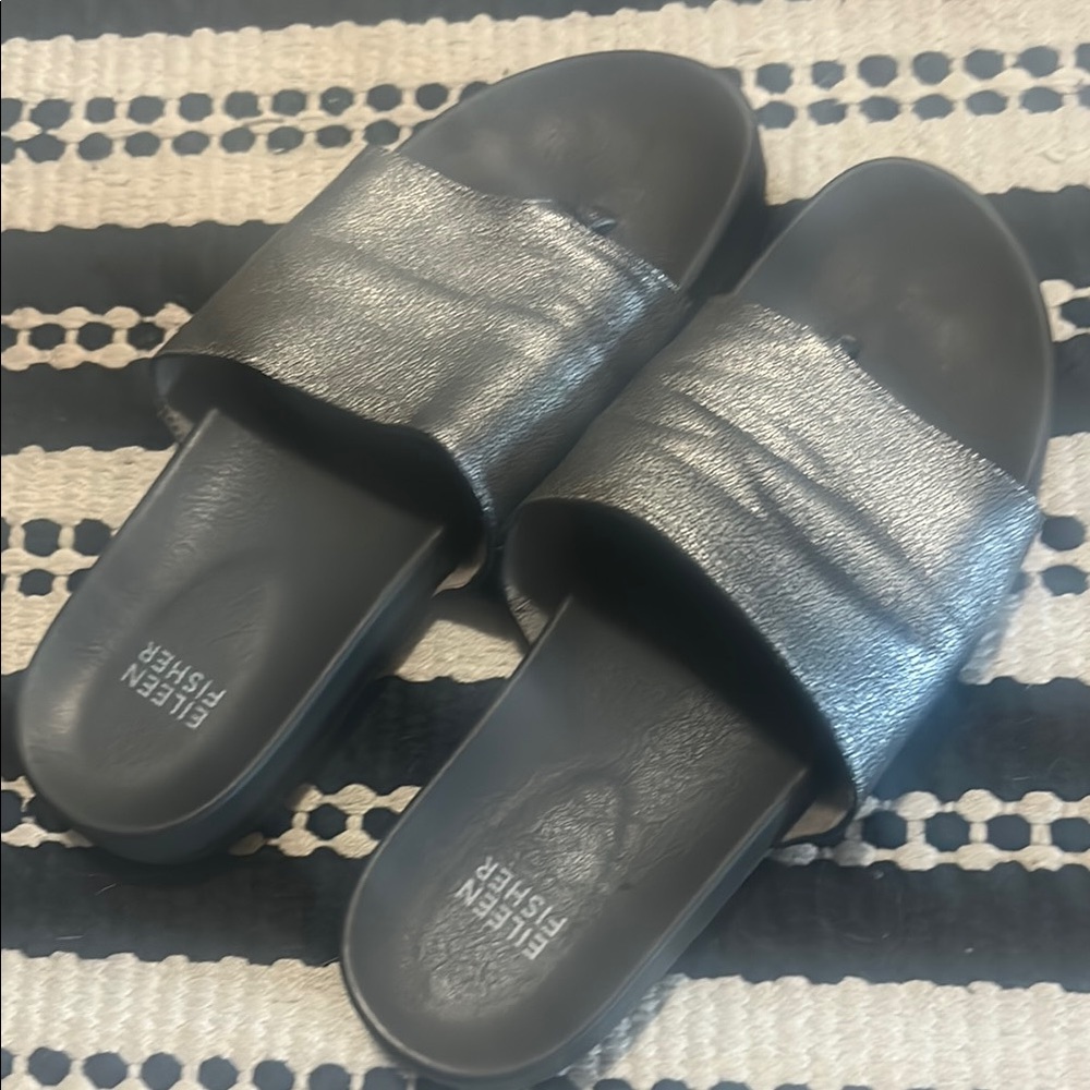 Eileen Fisher Metallic Slide Sandals
